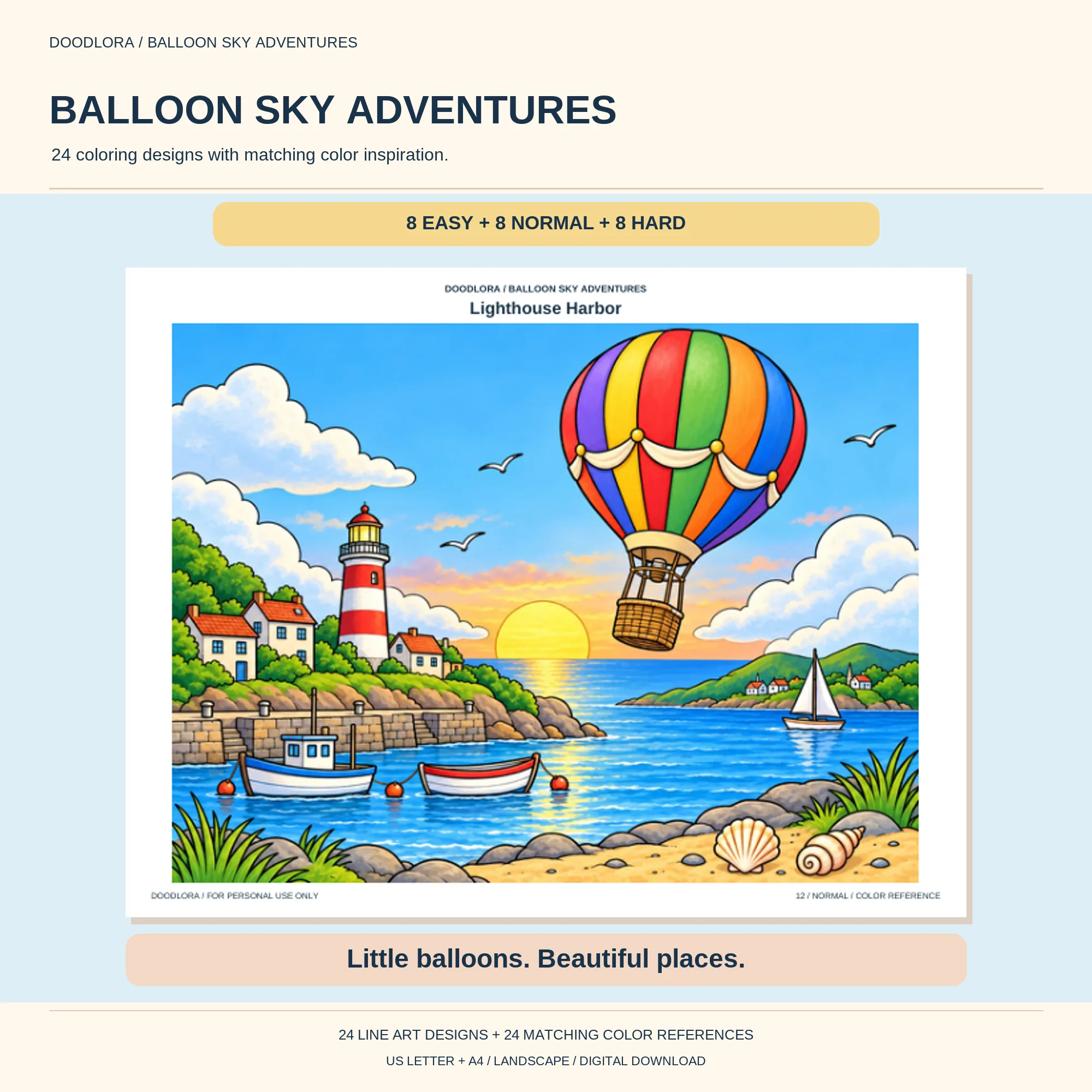 Hot Air Balloon Coloring Pages – 24 Patterned Balloons